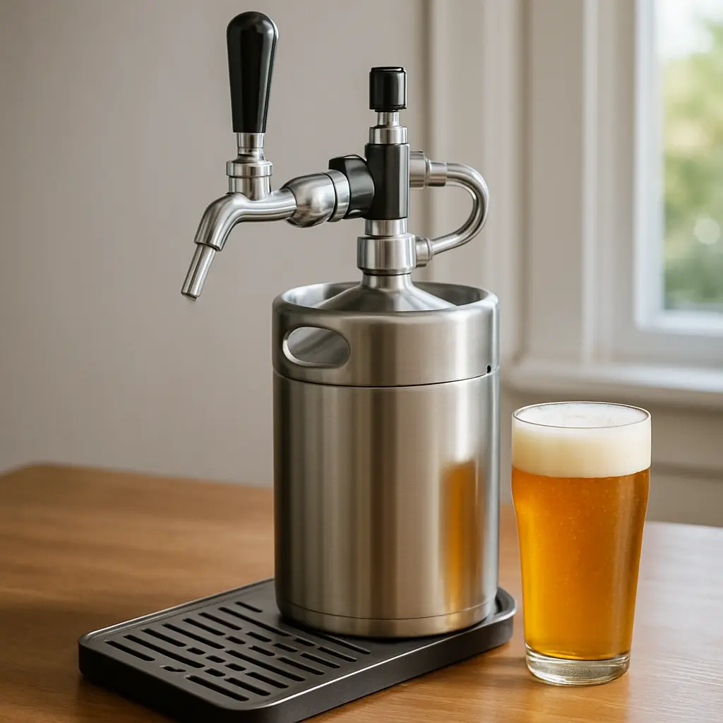 Tireuse à bière TMCRAFT 2L, mini-keg portable en acier inoxydable sous pression CO2 avec régulateur PSI et manomètre