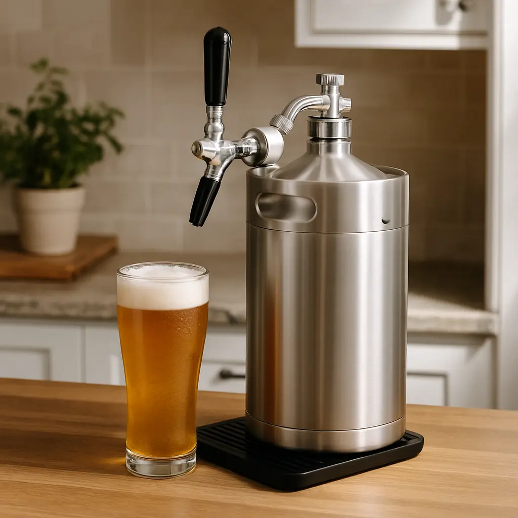 Tireuse à bière TMCRAFT 5L, mini-keg portable en acier inoxydable sous pression CO2 avec régulateur PSI et manomètre