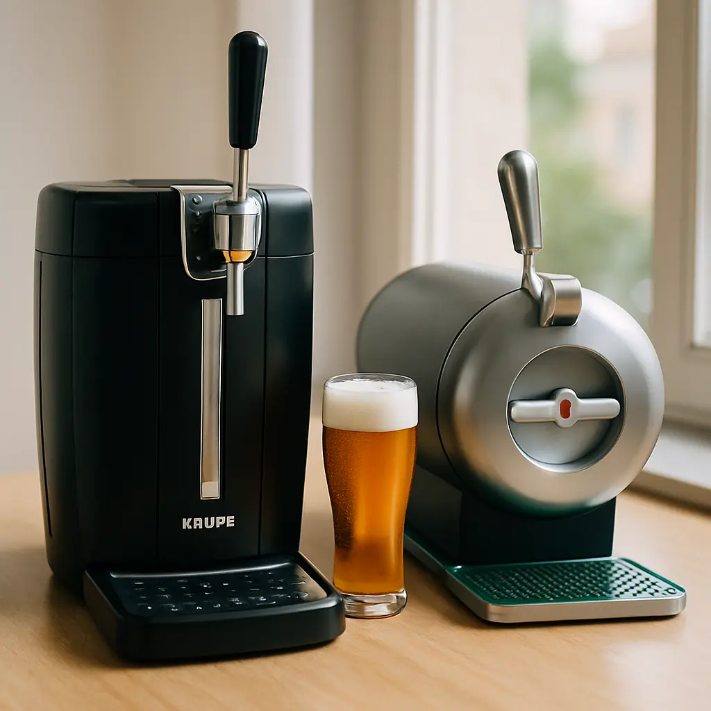 Tireuse à bière Krups Beertender avec fût 5 L Heineken posée sur un plan de travail