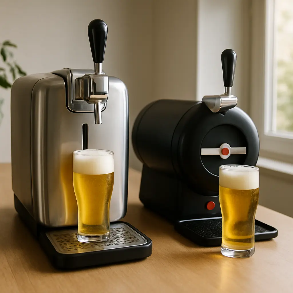 Tireuse à bière Krups The SUB VB700 avec fût Torp 2 L compacte sur un comptoir