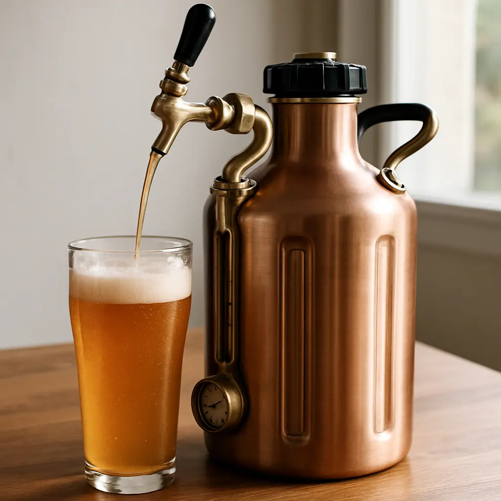 Growler GrowlerWerks uKeg 64 en acier inoxydable double paroi avec robinet et manomètre