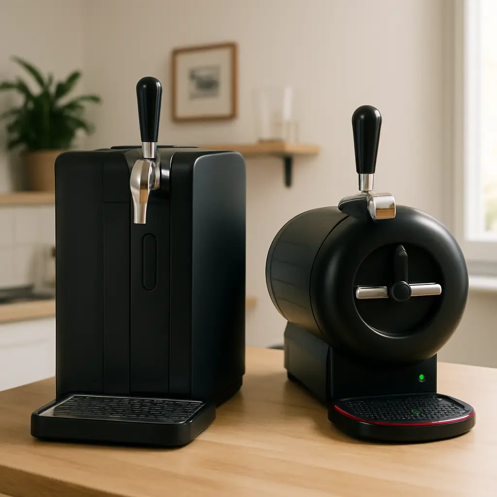 Tireuse à bière Philips PerfectDraft avec son fût 6 litres sur un plan de travail